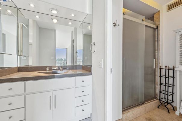 Bathroom, Glass Shower, Interior, Recessed Lighting