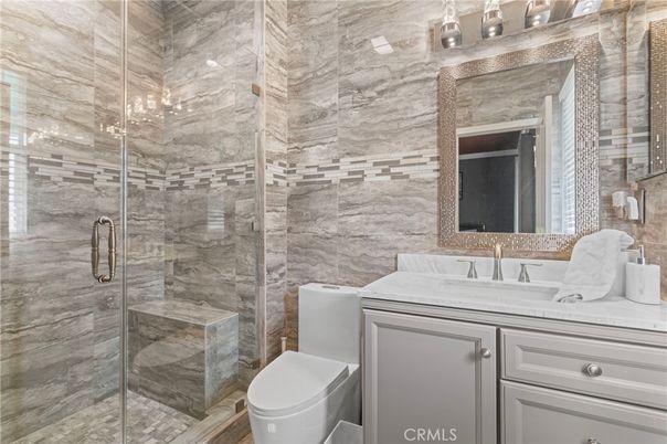 Bathroom, Glass Shower, Interior, Marble Walls