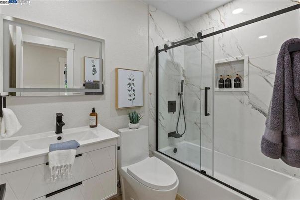 Bathroom, Glass Shower, Interior, Marble Walls, Recessed Lighting