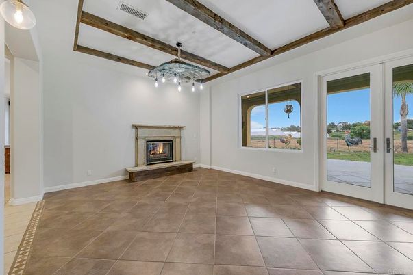 Empty room, Fireplace, Interior, Wooden Beams