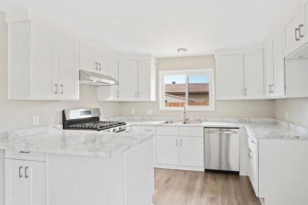Interior, Kitchen, Stainless Steel Appliances, Wood Texture Flooring
