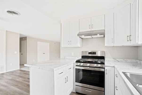 Interior, Kitchen, Stainless Steel Appliances, Wood Texture Flooring