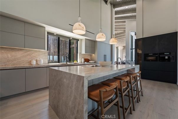 Interior, Kitchen, Pendant Lights, Stainless Steel Appliances, Wood Texture Flooring