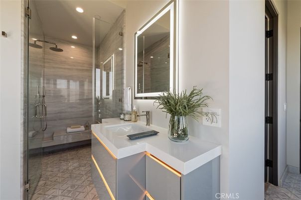Bathroom, Dual Sink Vanities, Glass Shower, Interior, Recessed Lighting