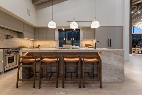 Interior, Kitchen, Pendant Lights, Stainless Steel Appliances, Wood Texture Flooring