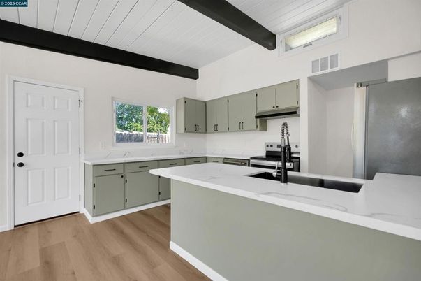 Interior, Kitchen, Wooden Beams, Wood Texture Flooring