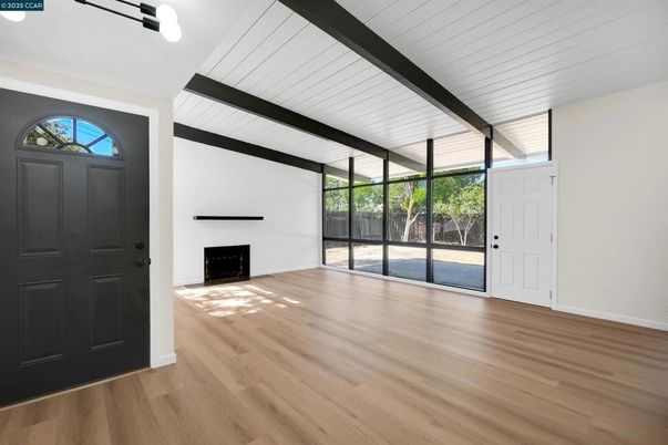 Empty room, Fireplace, Interior, Wood Texture Flooring