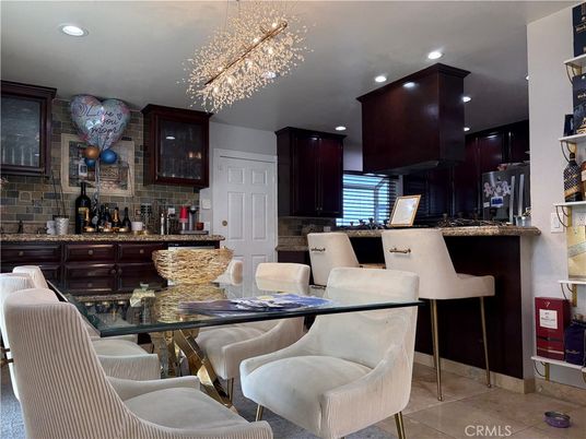 Chandelier, Dining room, Interior, Kitchen, Recessed Lighting, Stone Walls