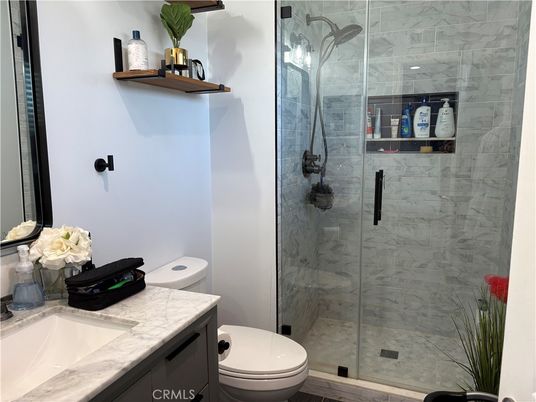 Bathroom, Glass Shower, Interior, Marble Walls