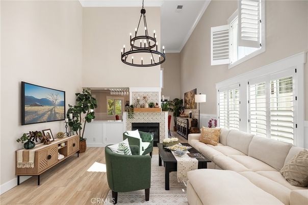 Chandelier, Fireplace, Interior, Living room, Wood Texture Flooring