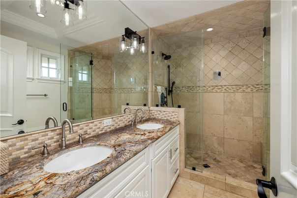 Bathroom, Dual Sink Vanities, Glass Shower, Interior, Recessed Lighting