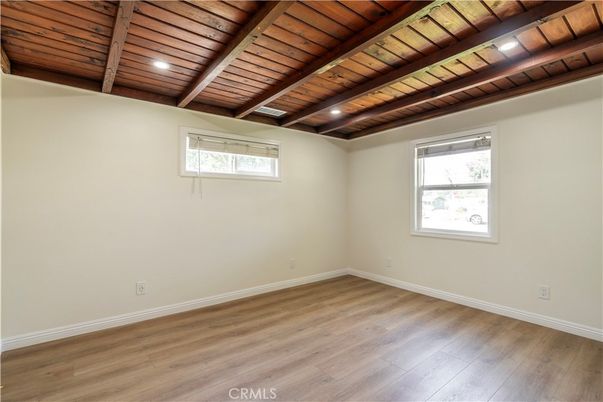 Empty room, Interior, Recessed Lighting, Wooden Beams, Wooden Ceilings, Wood Texture Flooring