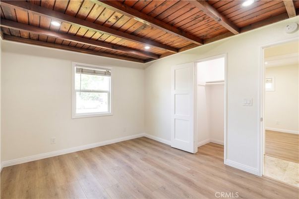 Empty room, Interior, Recessed Lighting, Wooden Beams, Wooden Ceilings, Wood Texture Flooring