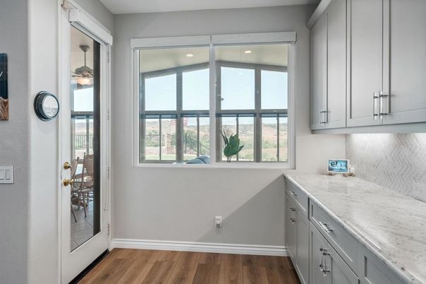 Interior, Kitchen, Recessed Lighting, Wood Texture Flooring