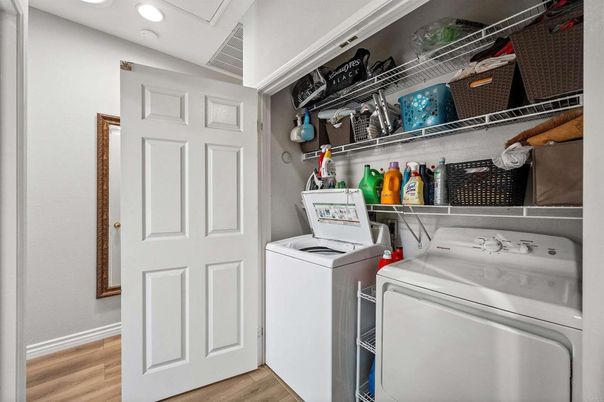 Interior, Recessed Lighting, Utility Closets, Washer, Wood Texture Flooring