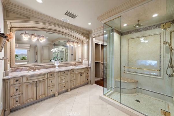 Bathroom, Dual Sink Vanities, Glass Shower, Interior, Recessed Lighting