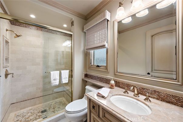 Bathroom, Glass Shower, Interior, Recessed Lighting