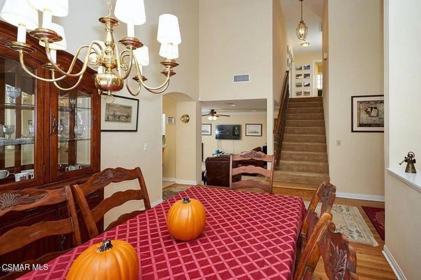 Chandelier, Dining room, Interior, Wood Texture Flooring