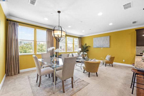 Chandelier, Dining room, Interior, Living room, Recessed Lighting