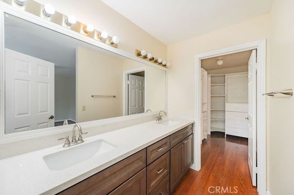 Bathroom, Dual Sink Vanities, Interior, Walk-in Closets, Wood Texture Flooring
