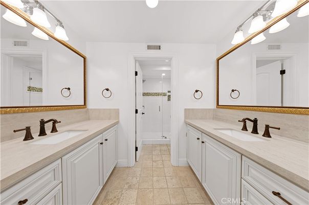 Bathroom, Dual Sink Vanities, Glass Shower, Interior
