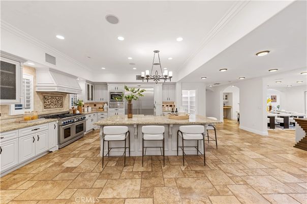 Chandelier, Interior, Kitchen, Pendant Lights, Recessed Lighting, Stainless Steel Appliances