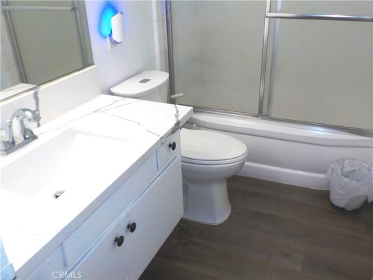 Bathroom, Glass Shower, Interior, Wood Texture Flooring