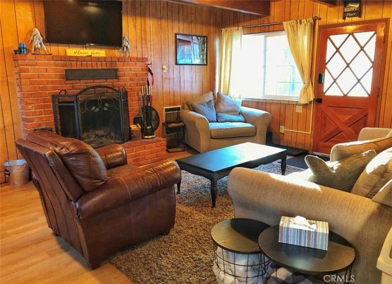 Fireplace, Interior, Living room, Stone Walls, Wood Texture Flooring, Wooden Walls