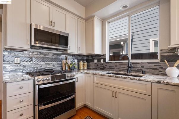 Interior, Kitchen, Stainless Steel Appliances, Wood Texture Flooring