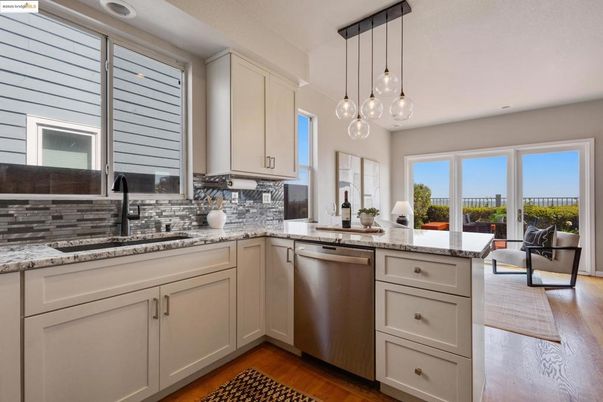 Interior, Kitchen, Pendant Lights, Recessed Lighting, Wood Texture Flooring