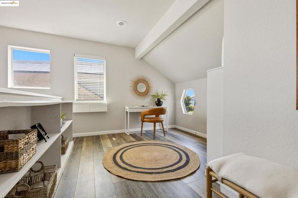 Home Office, Interior, Recessed Lighting, Wood Texture Flooring