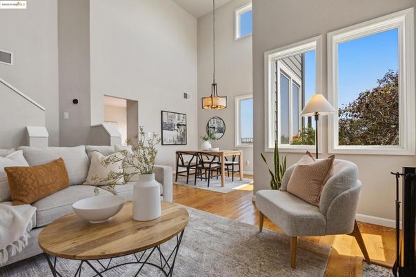 Dining room, Interior, Living room, Pendant Lights, Wood Texture Flooring