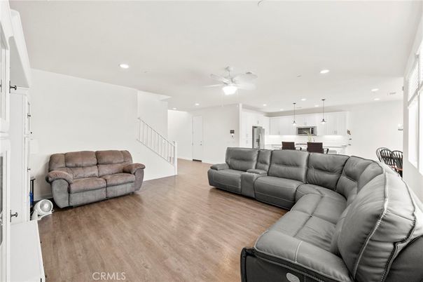 Interior, Kitchen, Living room, Pendant Lights, Recessed Lighting, Stainless Steel Appliances, Wood Texture Flooring