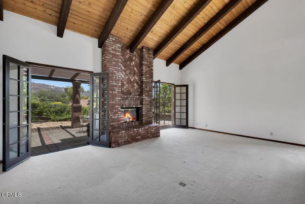 Empty room, Fireplace, Interior, Wooden Beams, Wooden Ceilings