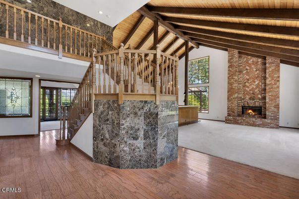 Fireplace, Interior, Recessed Lighting, Wooden Beams, Wooden Ceilings, Wood Texture Flooring