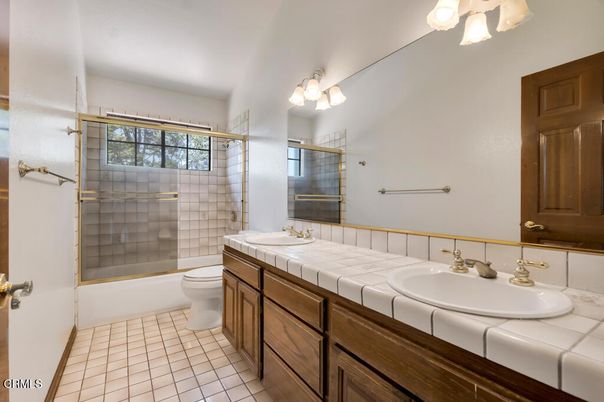 Bathroom, Dual Sink Vanities, Glass Shower, Interior, Tile Countertops