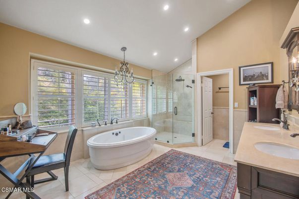 Bathroom, Dual Sink Vanities, Free Standing Baths, Glass Shower, Interior, Recessed Lighting