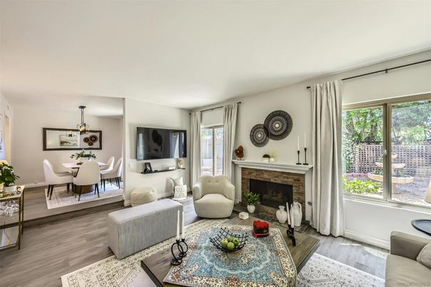 Dining room, Fireplace, Interior, Living room, Wood Texture Flooring
