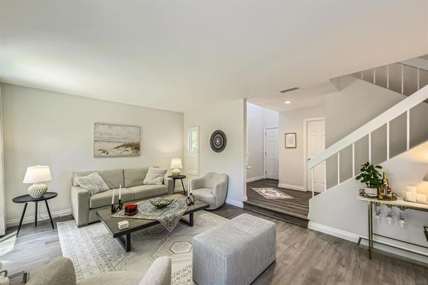 Interior, Living room, Recessed Lighting, Wood Texture Flooring