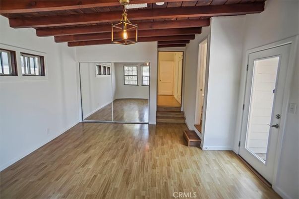Empty room, Interior, Pendant Lights, Wooden Beams, Wooden Ceilings, Wood Texture Flooring
