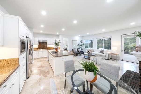 Dining room, Interior, Kitchen, Living room, Recessed Lighting, Stainless Steel Appliances