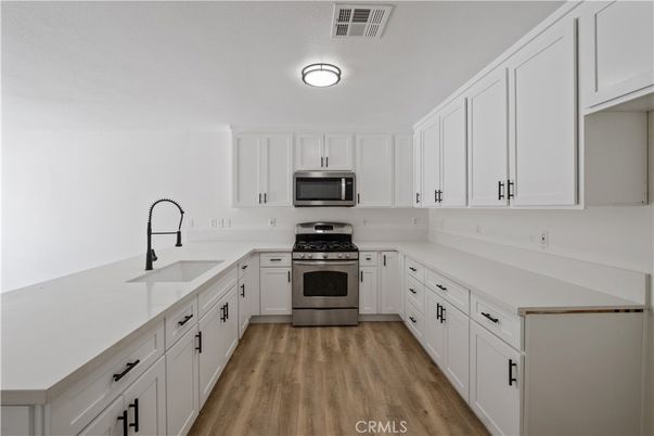 Interior, Kitchen, Stainless Steel Appliances, Wood Texture Flooring