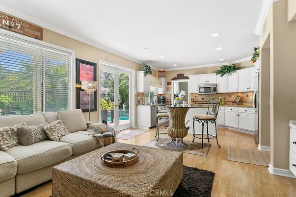 Interior, Kitchen, Living room, Recessed Lighting, Wood Texture Flooring