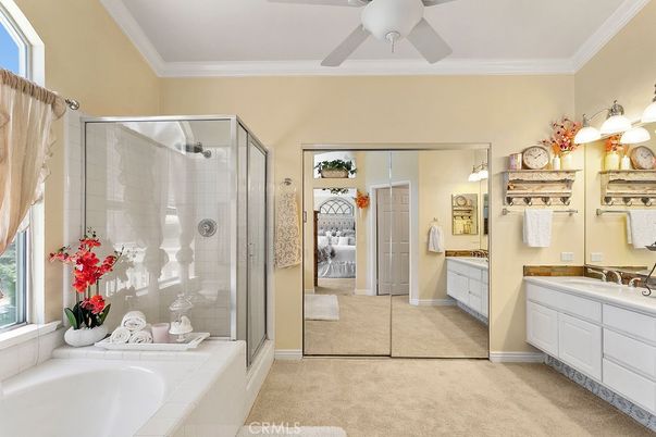 Bathroom, Dual Sink Vanities, Glass Shower, Interior, Tile Countertops