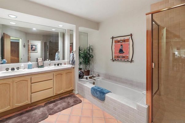 Bathroom, Dual Sink Vanities, Glass Shower, Interior, Recessed Lighting