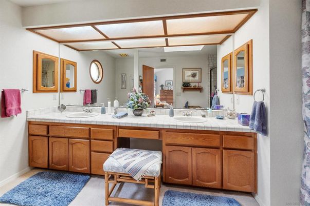 Bathroom, Dual Sink Vanities, Interior, Tile Countertops