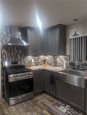 Interior, Kitchen, Pendant Lights, Stainless Steel Appliances, Wood Texture Flooring