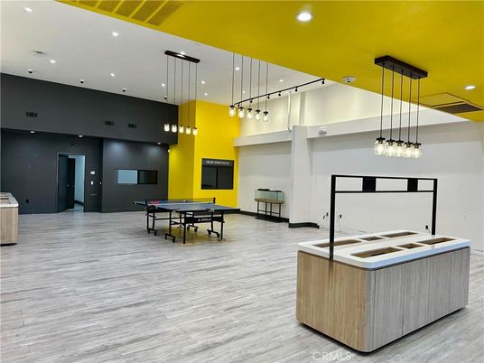 Billiard Table, Game Room, Interior, Pendant Lights, Recessed Lighting, Wood Texture Flooring