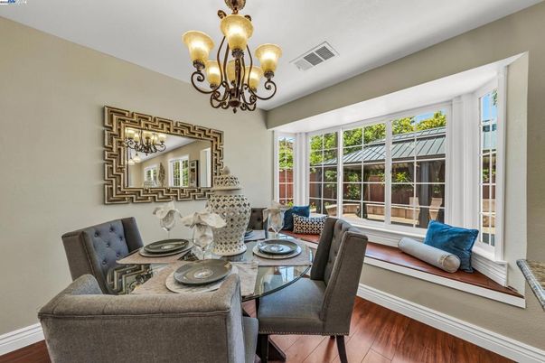 Chandelier, Dining room, Interior, Wood Texture Flooring