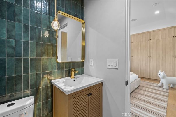 Bathroom, Interior, Recessed Lighting, Wood Texture Flooring